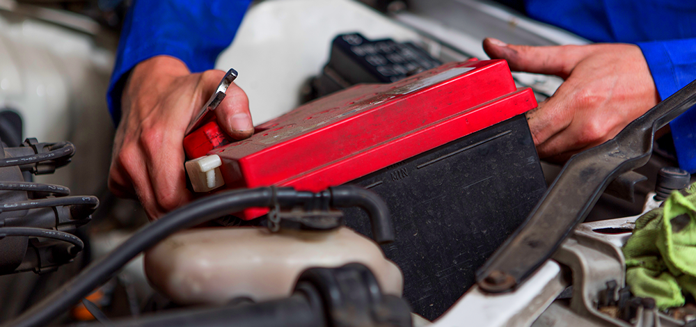 a battery being installed