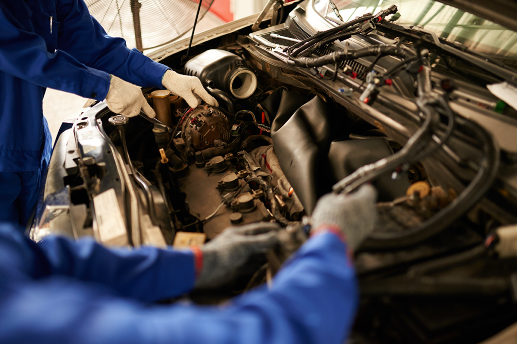 inside of a car being repaired